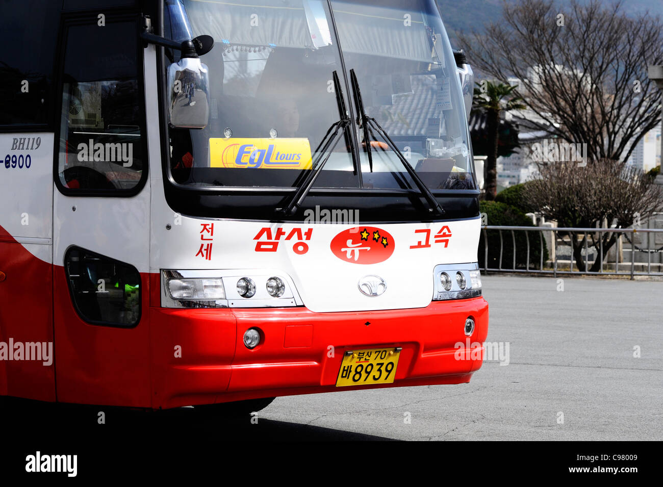 Un pullman turistico in Busan, Corea del Sud. Foto Stock