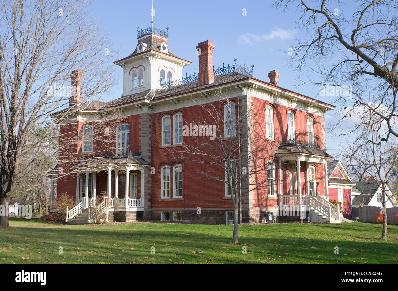 Cook-Rutledge rosso mattone residenza storica in Chippewa Falls Wisconsin dell alta Victorian Italianamente stile architettonico Foto Stock