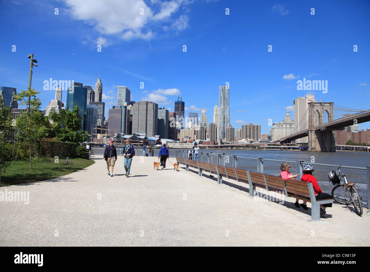 Ponte di Brooklyn Park, Pier 1, Brooklyn, New York City, Stati Uniti d'America Foto Stock