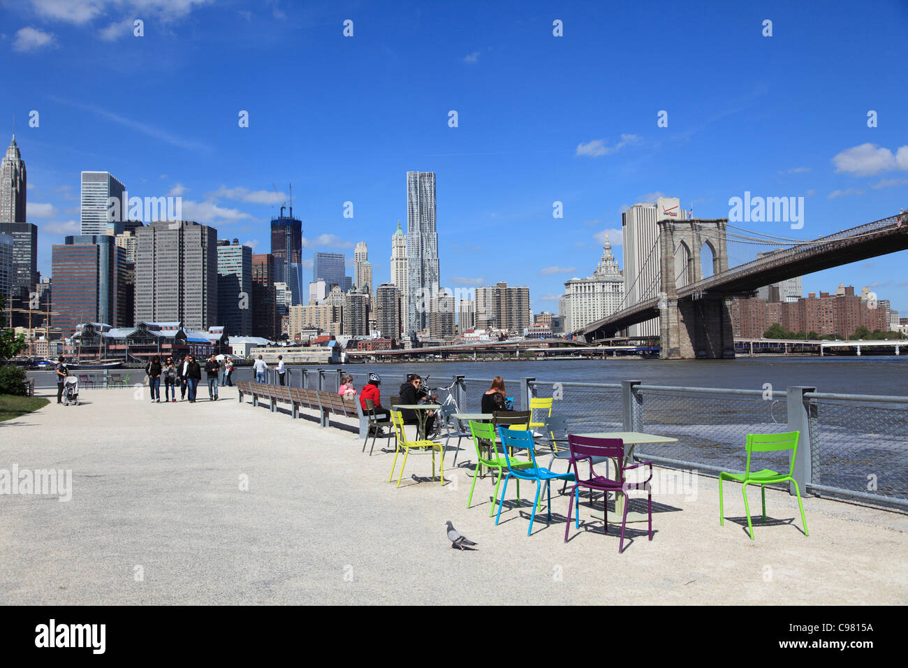 Ponte di Brooklyn Park, Pier 1, Brooklyn, New York City, Stati Uniti d'America Foto Stock
