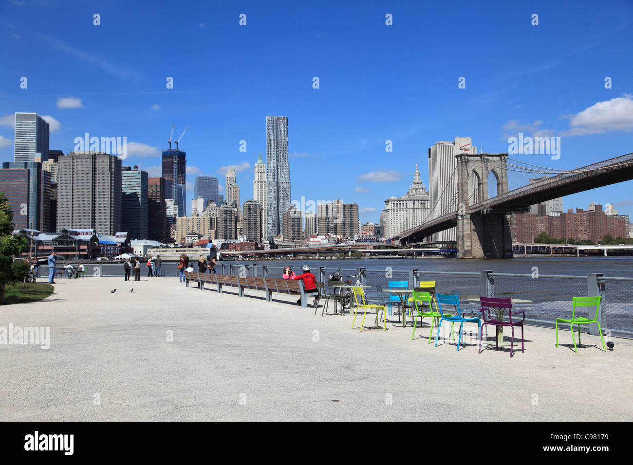 Ponte di Brooklyn Park, Pier 1, Brooklyn, New York City, Stati Uniti d'America Foto Stock