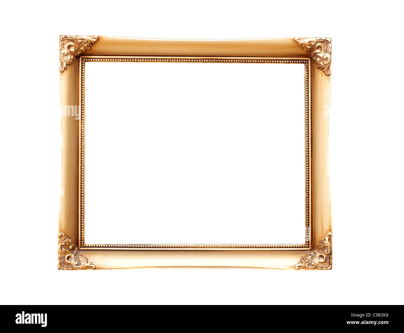 Vuoto, decorate picture frame isolato su bianco Foto Stock