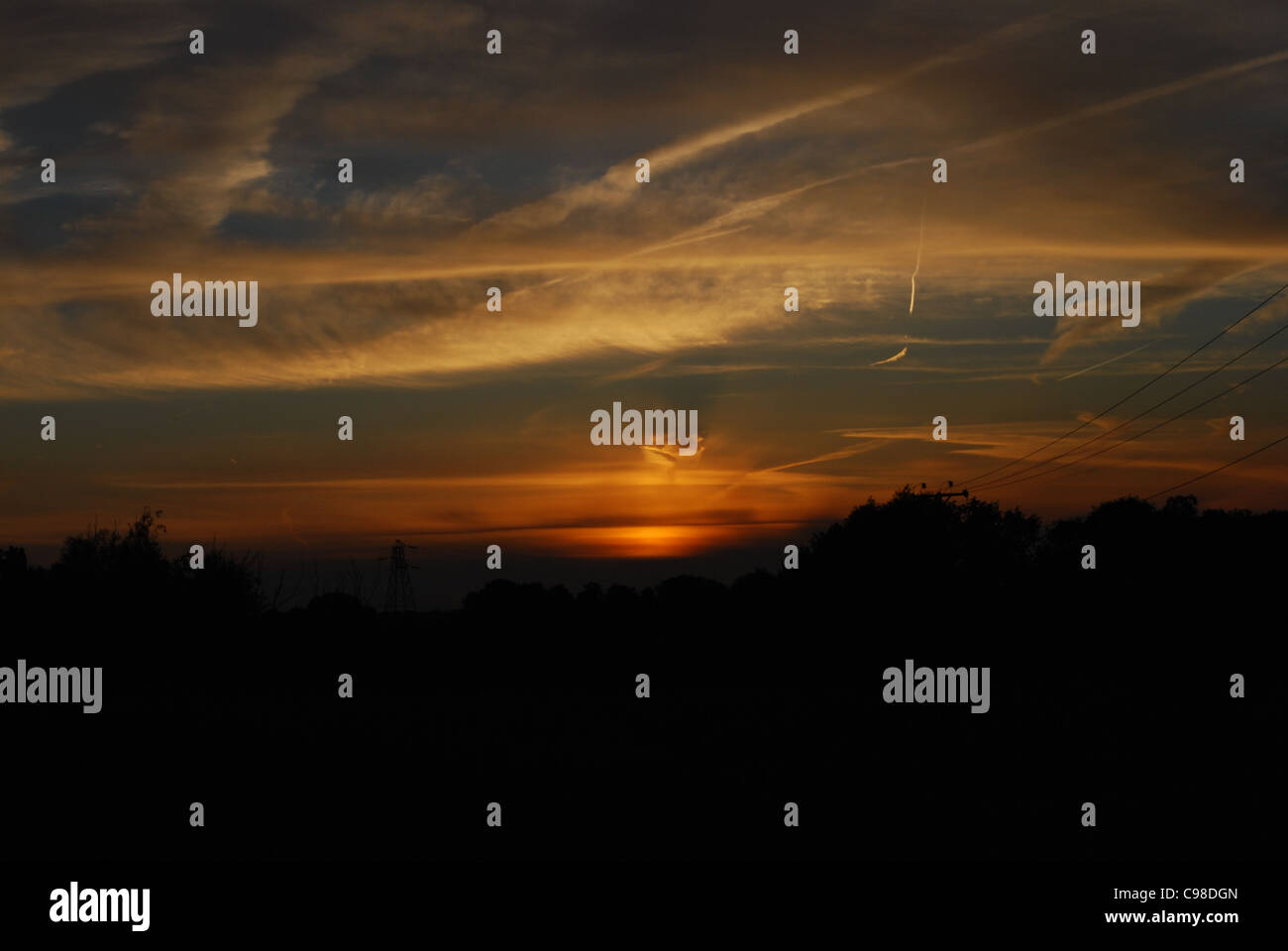 Un tramonto nel Cheshire. Foto Stock