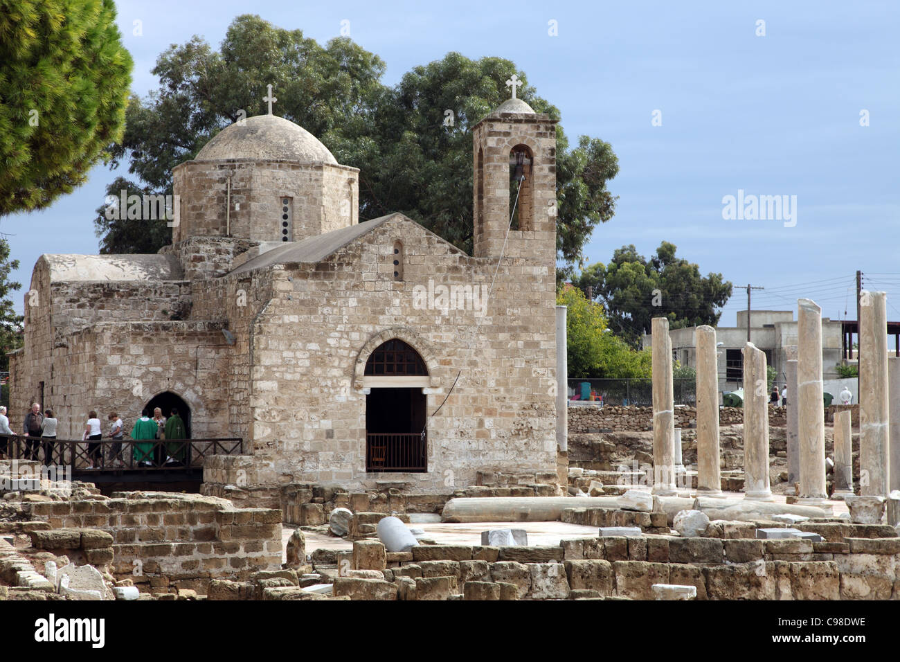 Agia Kiriaki, Paphos chiesa cattolica, Paphos; chiesa duecentesca, il più grande di cinque navate basilica di Cipro Foto Stock