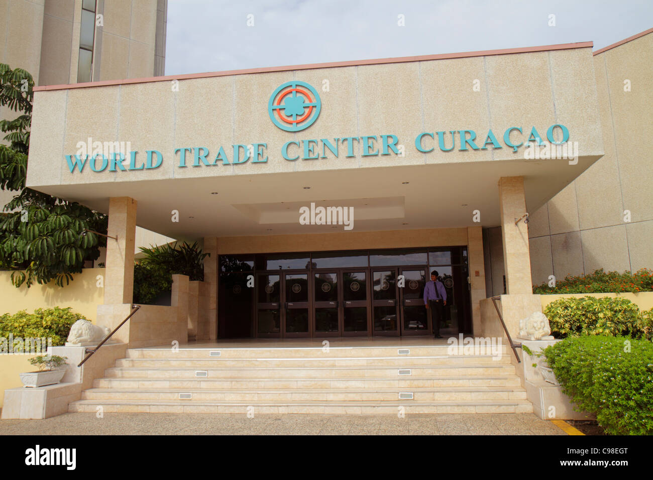 Curao,Antille Leeward minori olandesi,Isole ABC,Dutch,Piscadera,World Trade Center Curao,centro,ingresso,fronte,edificio,centro congressi,co Foto Stock