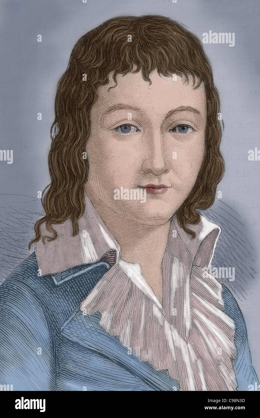 Louis XVII (1785-1795). Figlio di Luigi XVI di Francia e Maria Antonietta. Re di Francia a partire da 1793-1795. Incisione colorata. Foto Stock