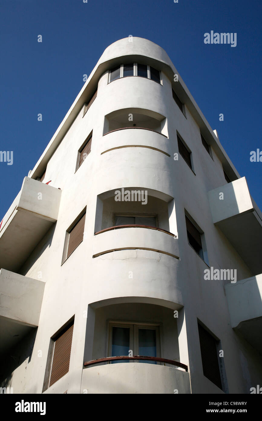 Dettaglio di un edificio Bauhaus, Tel Aviv, Israele. Foto Stock