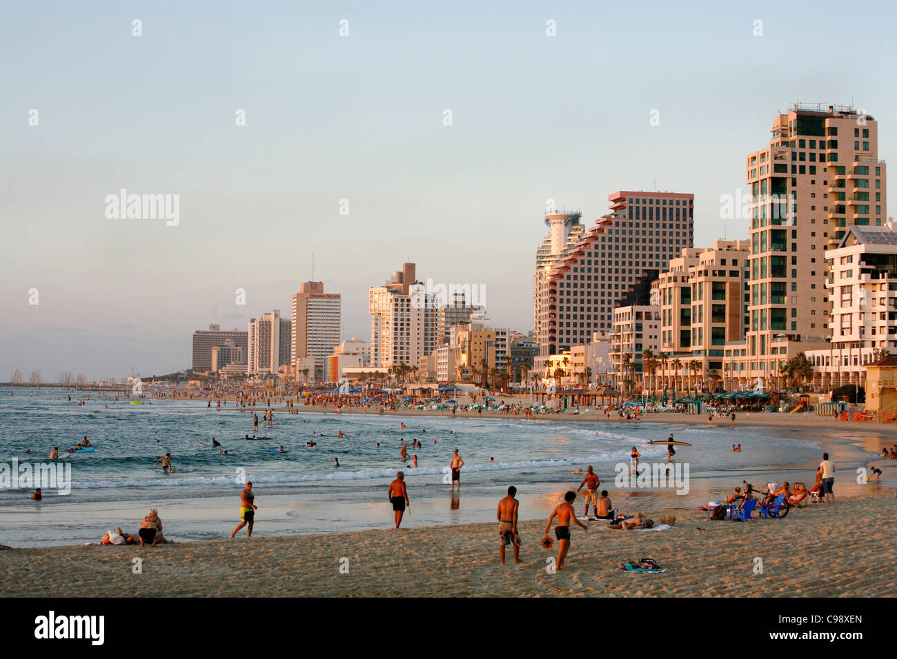 Spiaggia, Tel Aviv, Israele. Foto Stock