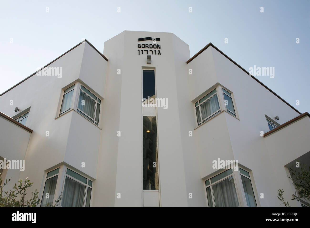 Dettaglio di un edificio Bauhaus, Tel Aviv, Israele. Foto Stock