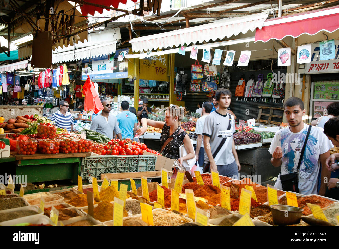 Shuk HaCarmel mercato, Tel Aviv, Israele. Foto Stock