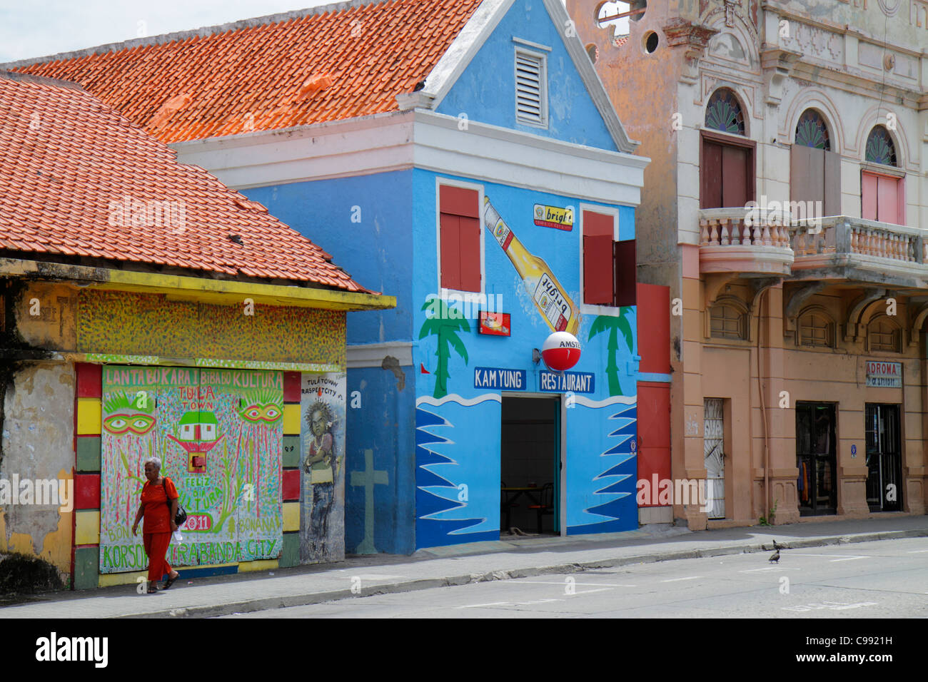 Willemstad Curao,Antille olandesi minori del Leeward,Isole ABC,Otrobanda,Breedestraat,Sito Patrimonio Mondiale dell'UNESCO,allievo di educazione degli studenti Foto Stock
