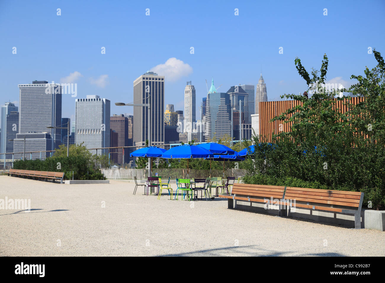 Ponte di Brooklyn Park, Pier 6, Brooklyn, New York City, Stati Uniti d'America Foto Stock