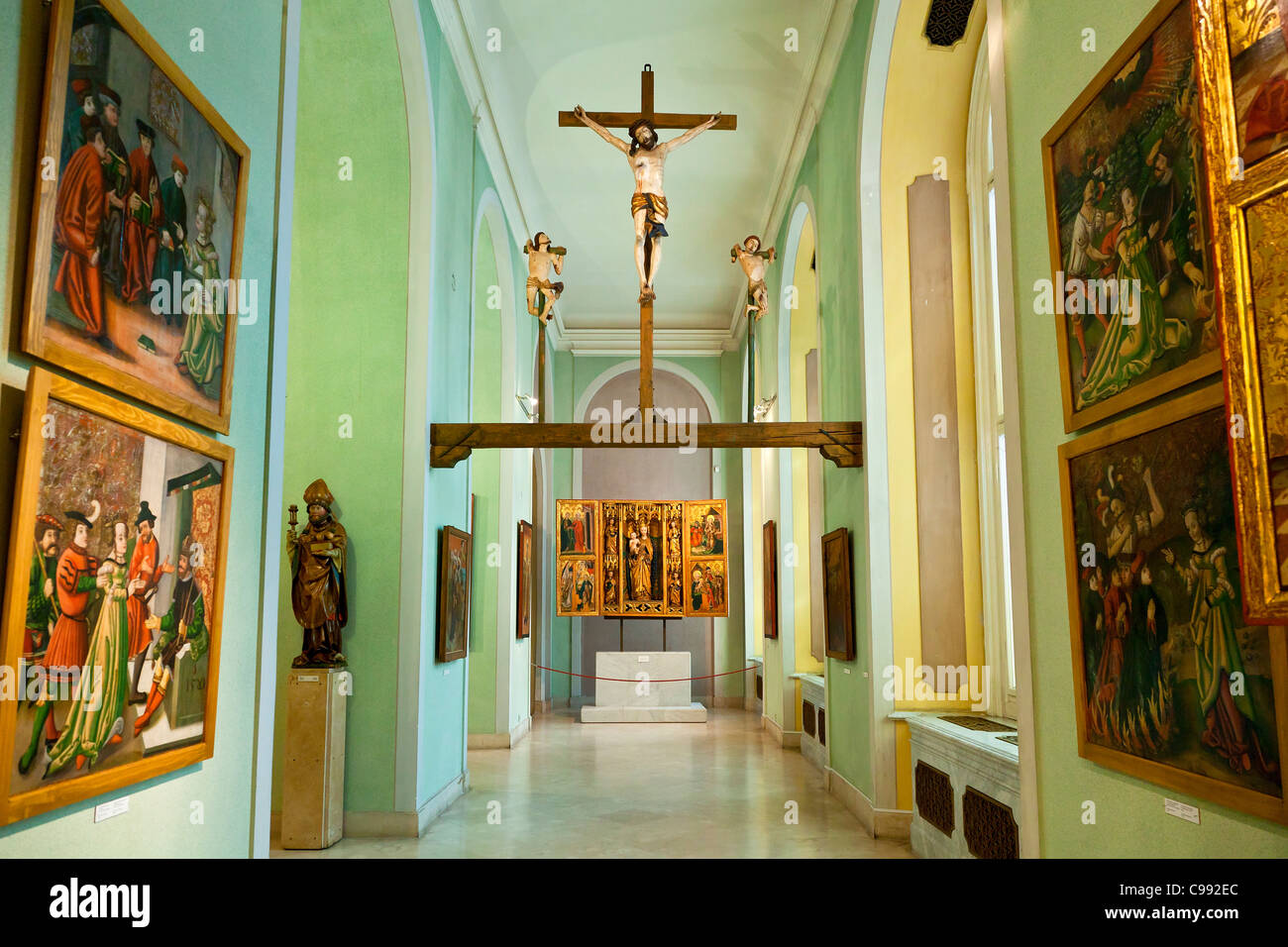Budapest, Galleria Nazionale Ungherese, tardo gotico camera altari Foto Stock