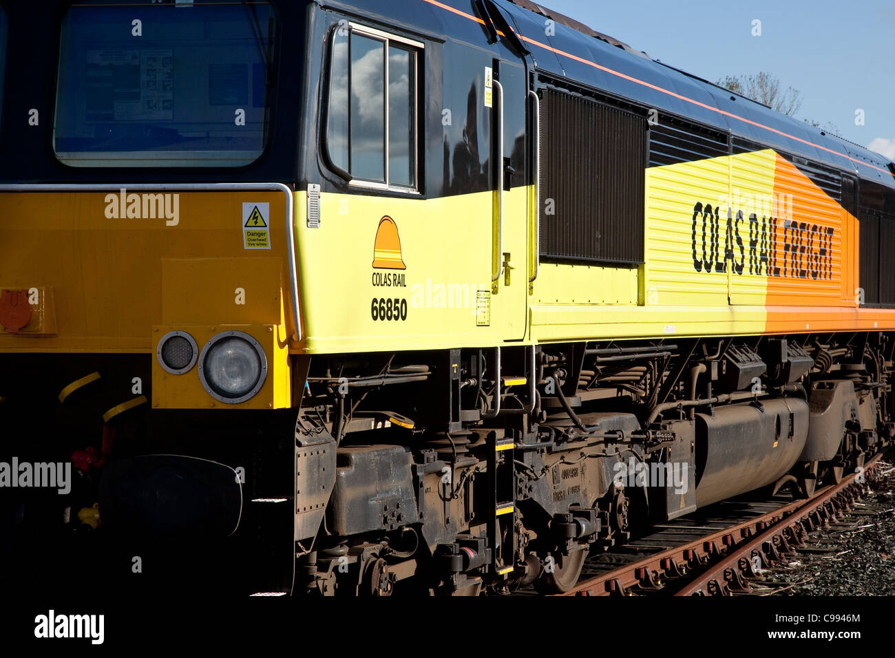 Cole del trasporto ferroviario di merci, 66850 assale sei elettrica diesel locomotiva merci British Rail Class 59, Ingleton, North Yorkshire, Regno Unito Foto Stock