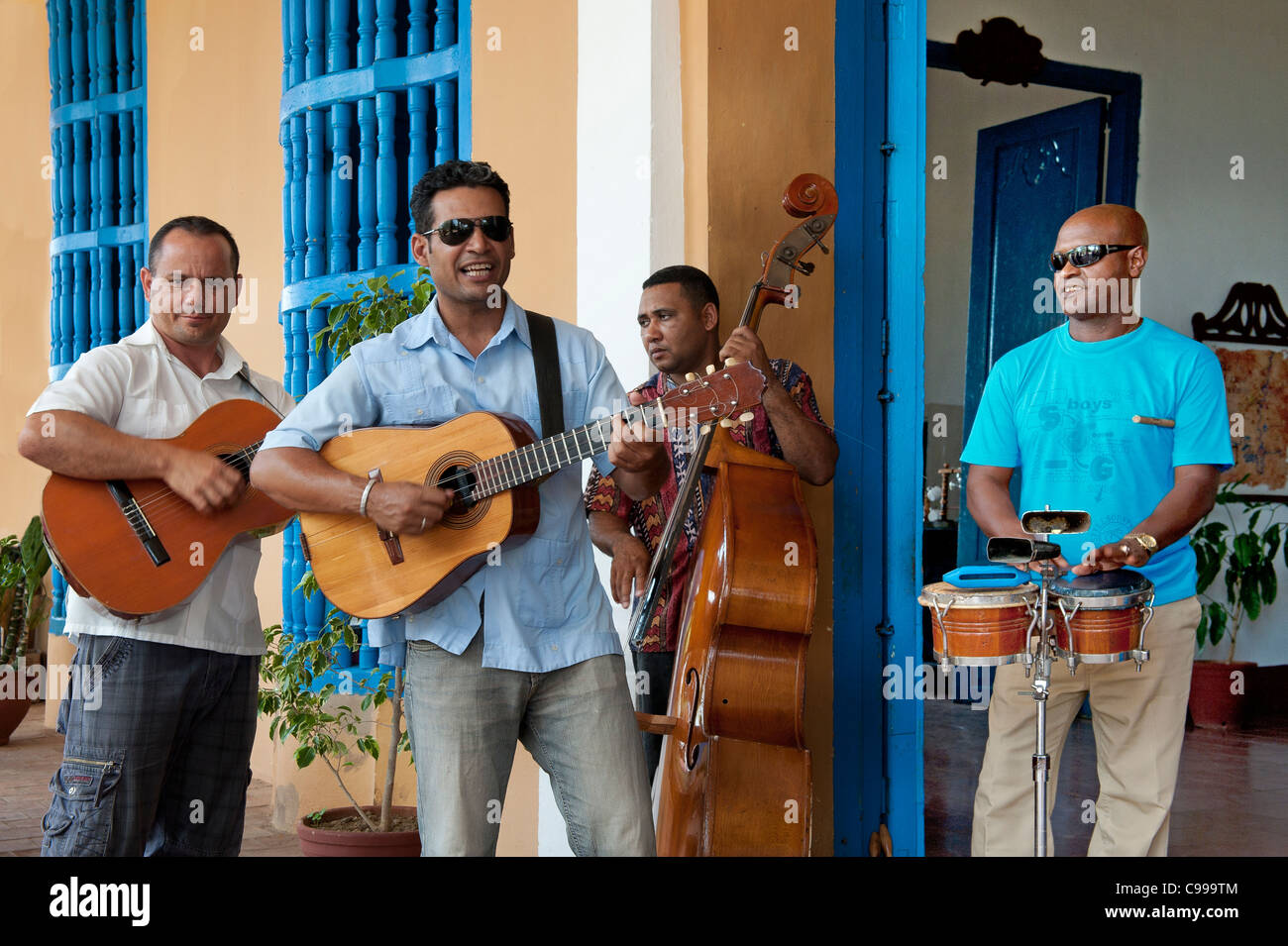Musicisti di strada Camagüey Cuba Foto Stock