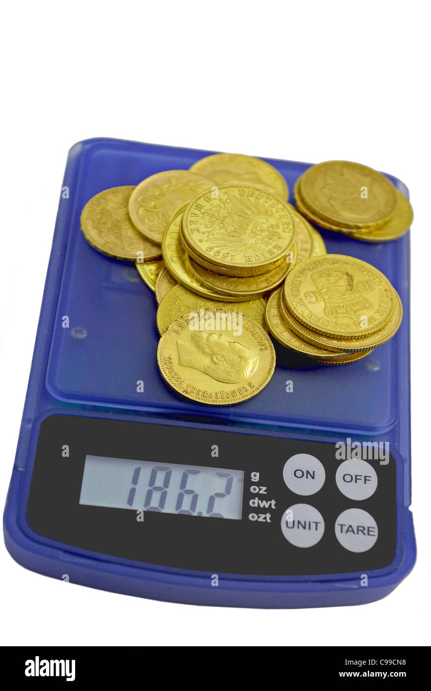 monete d'oro Foto Stock