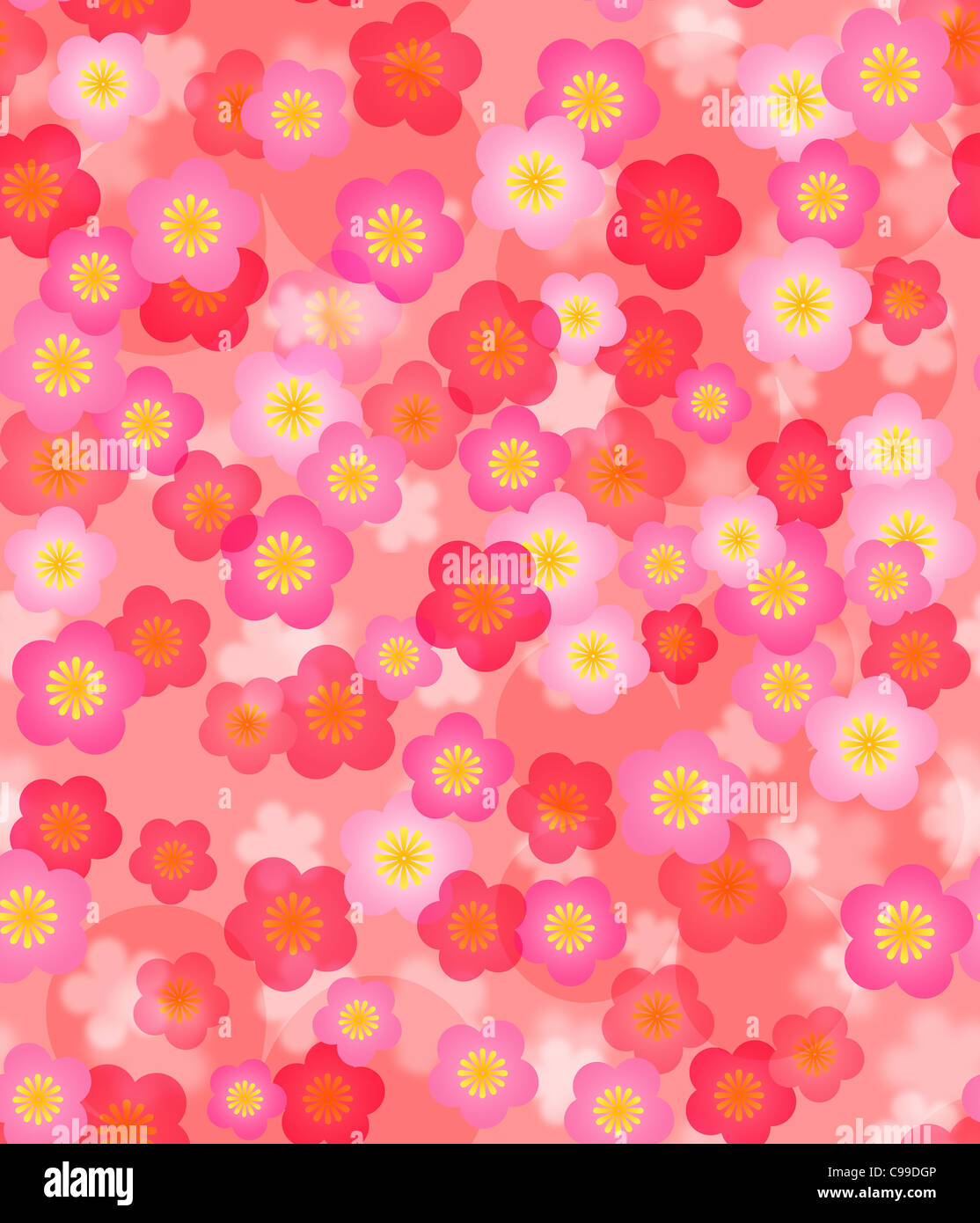 Il tempo primaverile di fiori di ciliegio Seamless Tile Pattern illustrazione dello sfondo Foto Stock