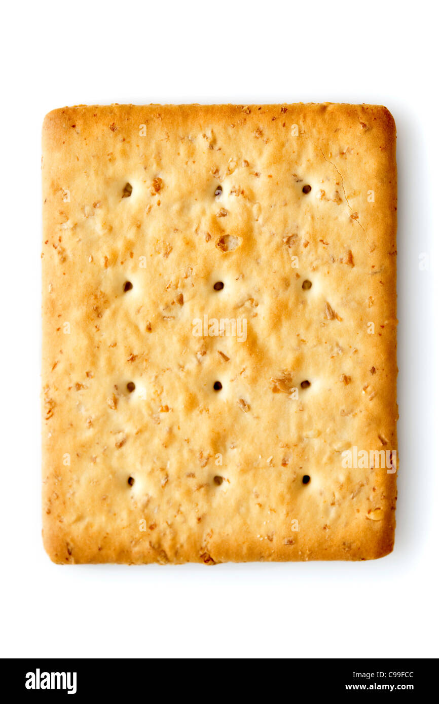 Pezzo unico Oat Cracker isolato su bianco Foto Stock