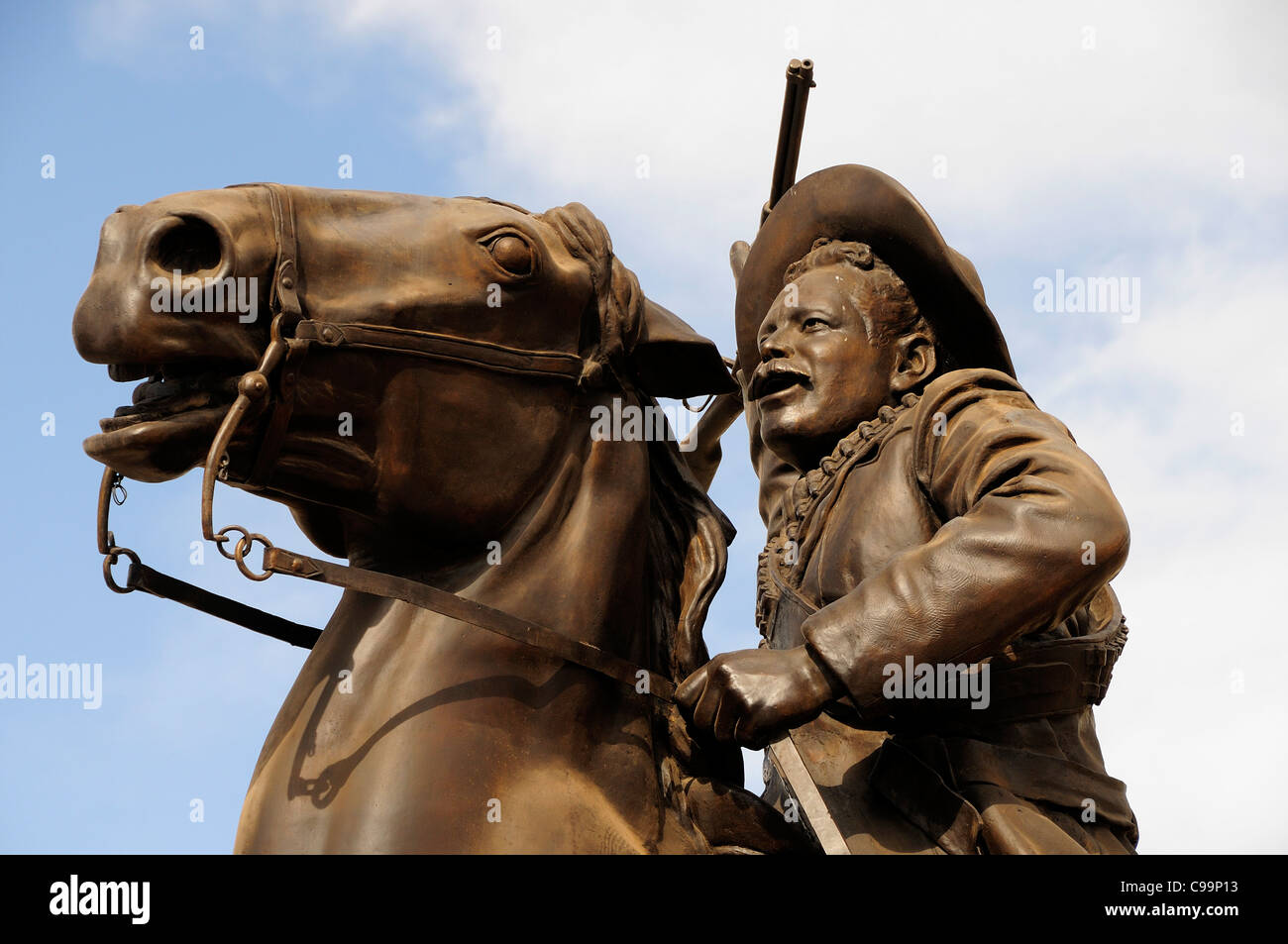 Messico, Bajio, Zacatecas, statua equestre del messicano dirigente rivoluzionario Pancho Villa a Cerro de la Buffa. Foto Stock