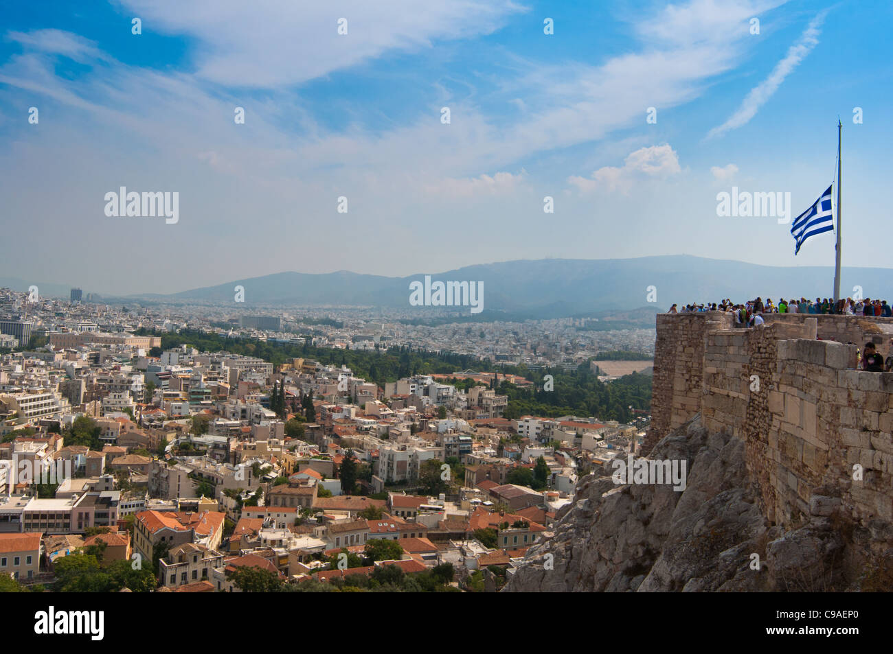 Atene skyline visto dall'Acropoli. La Grecia. 2011. Foto Stock