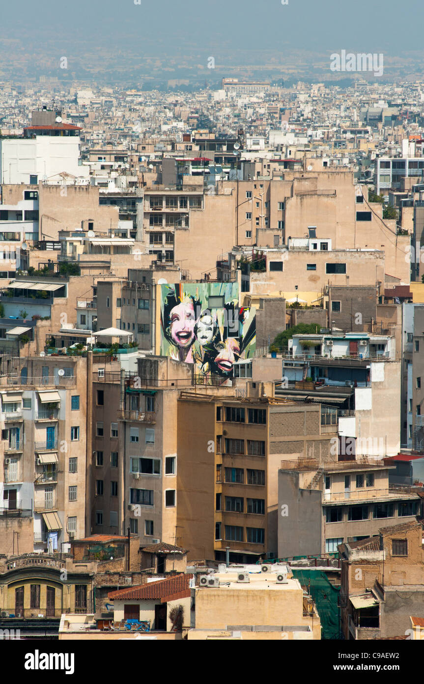 Atene skyline visto dall'Acropoli. La Grecia. 2011. Foto Stock