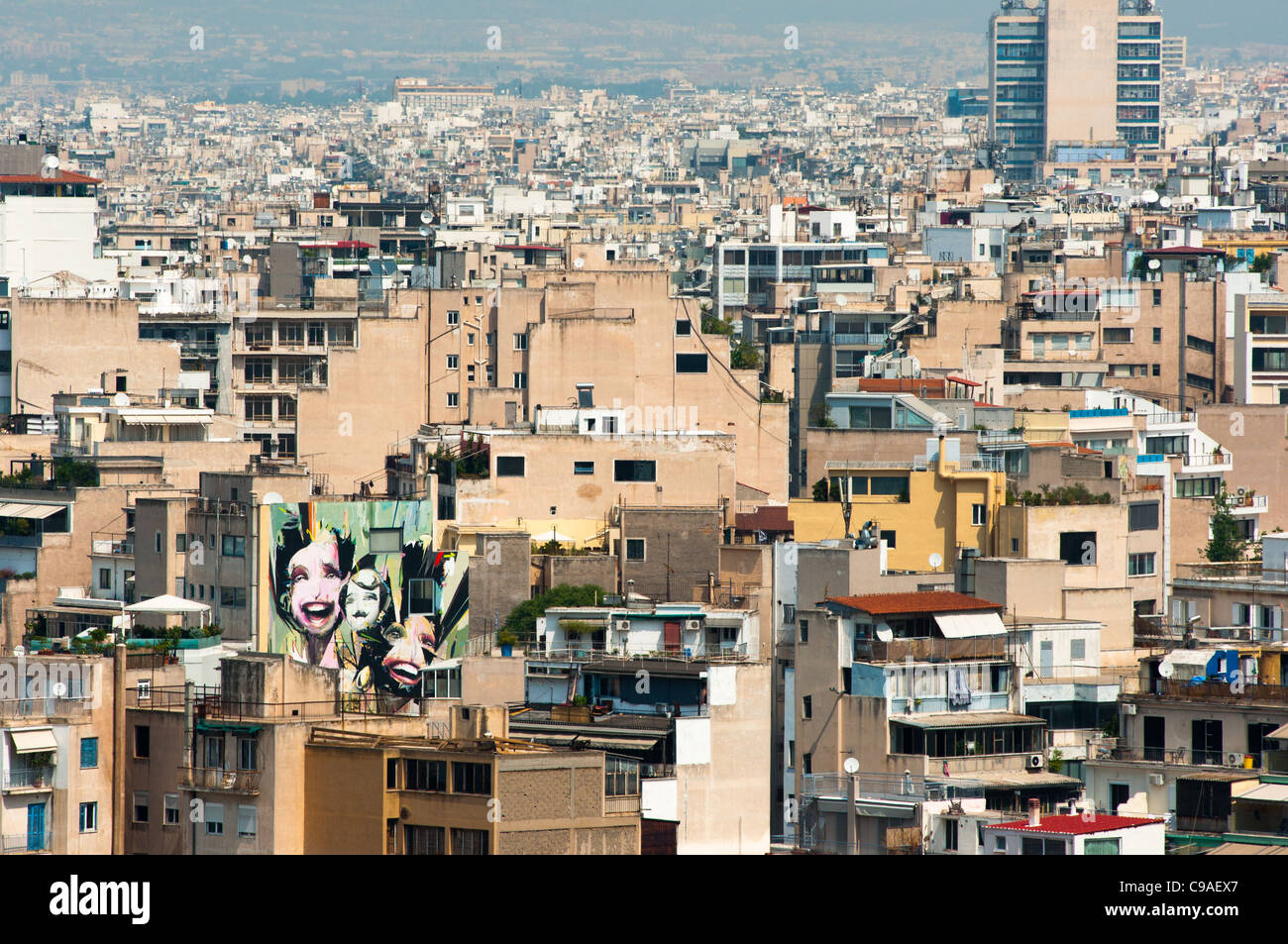 Atene skyline visto dall'Acropoli. La Grecia. 2011. Foto Stock