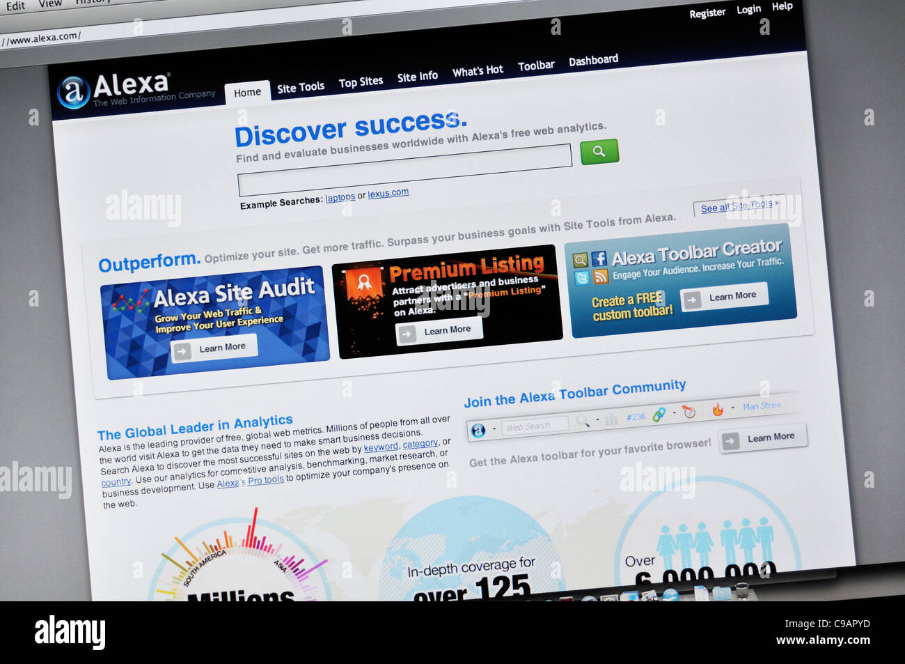 Alexa motore di ricerca sito web Foto Stock
