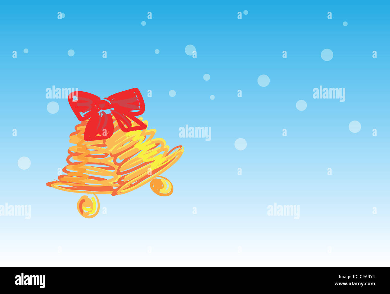 Doodle stile campane di Natale sulla neve sfondo, gli auguri di Natale Foto Stock