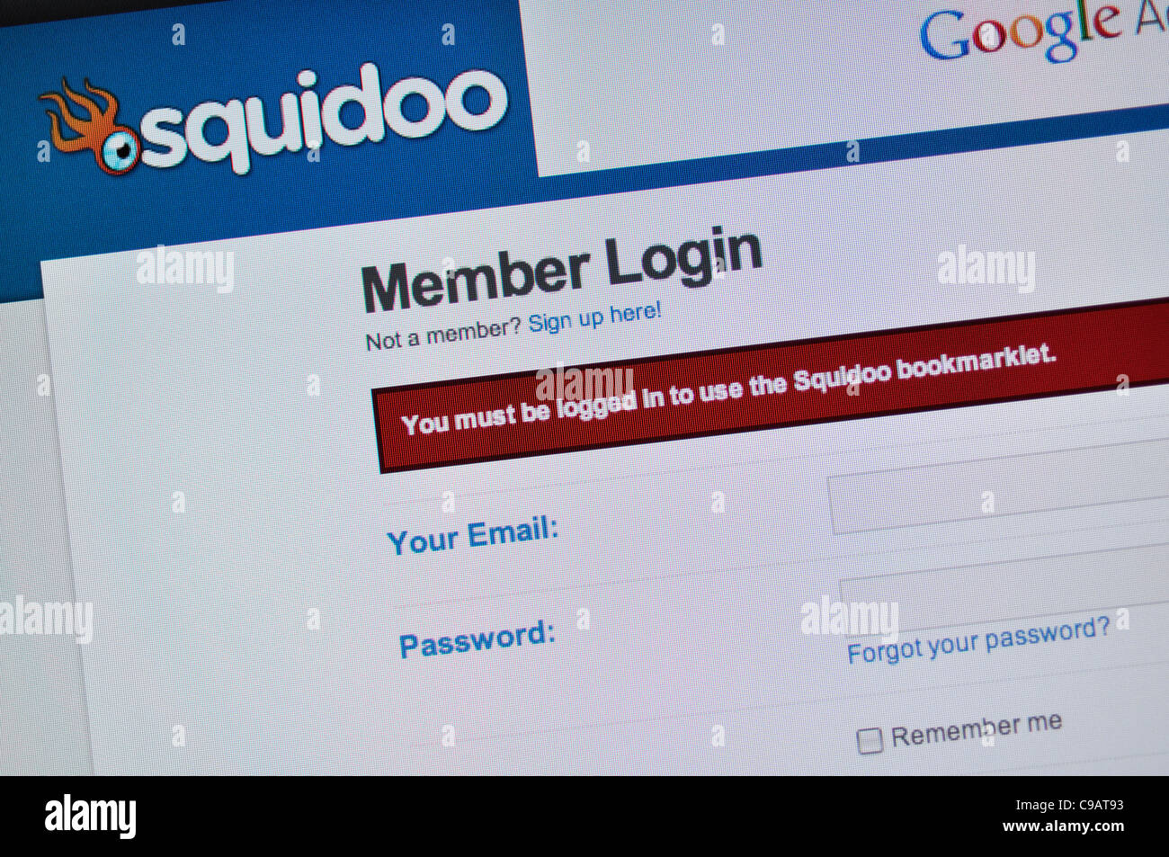 Sito Web di Squidoo Foto Stock