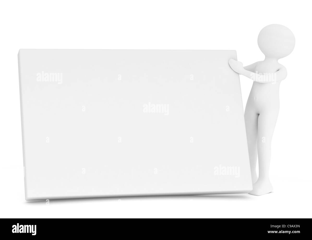 3D render: persona in possesso di immagine di colore bianco Foto Stock