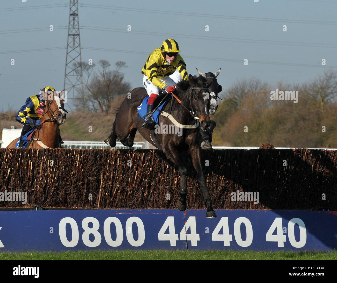 Flichity cavalcato da Joe Cornovaglia nel toteexacta novizi' Chase a Huntingdon Racecourse, Brampton, Cambridgeshire - 19/11/2011 - Il Credit: Martin Dalton/TGSPHOTO Foto Stock