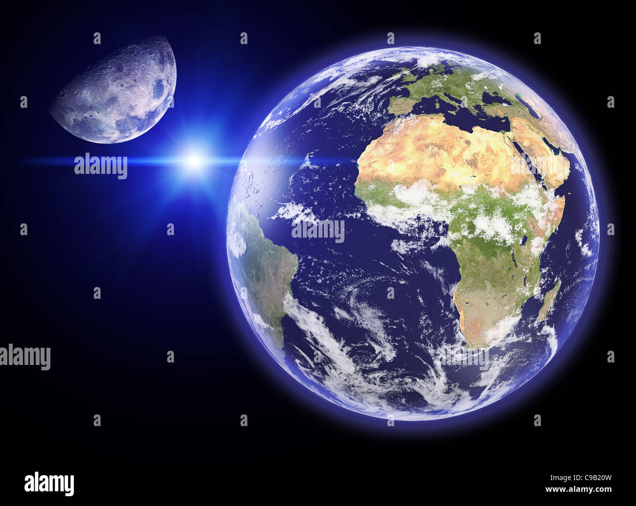 Vista della terra e del suo satellite la luna dallo spazio Foto stock -  Alamy