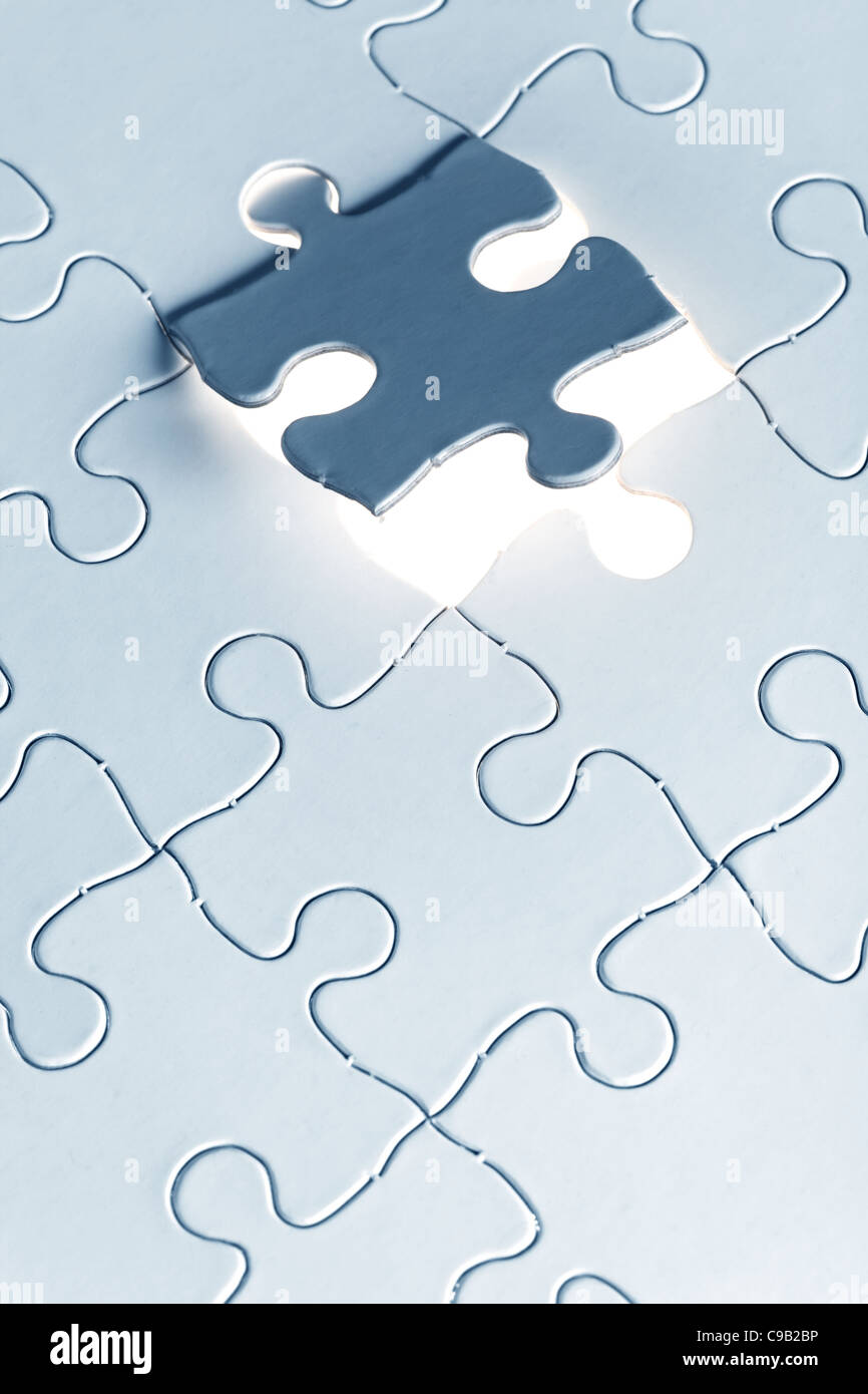 Bianco blu Puzzle, concetto aziendale di soluzione Foto Stock
