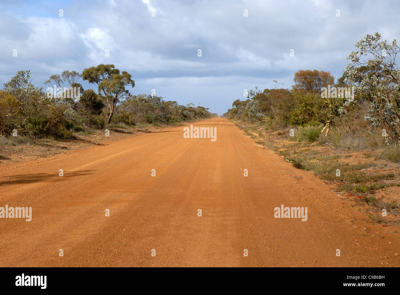 Rosso su strada sterrata, off South Coast Highway, Australia occidentale, Australia Foto Stock