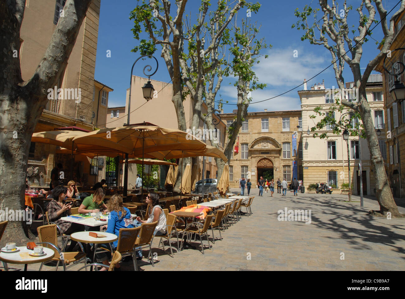 Terrazze di caffè in Aix-en-Provence, Francia Foto Stock