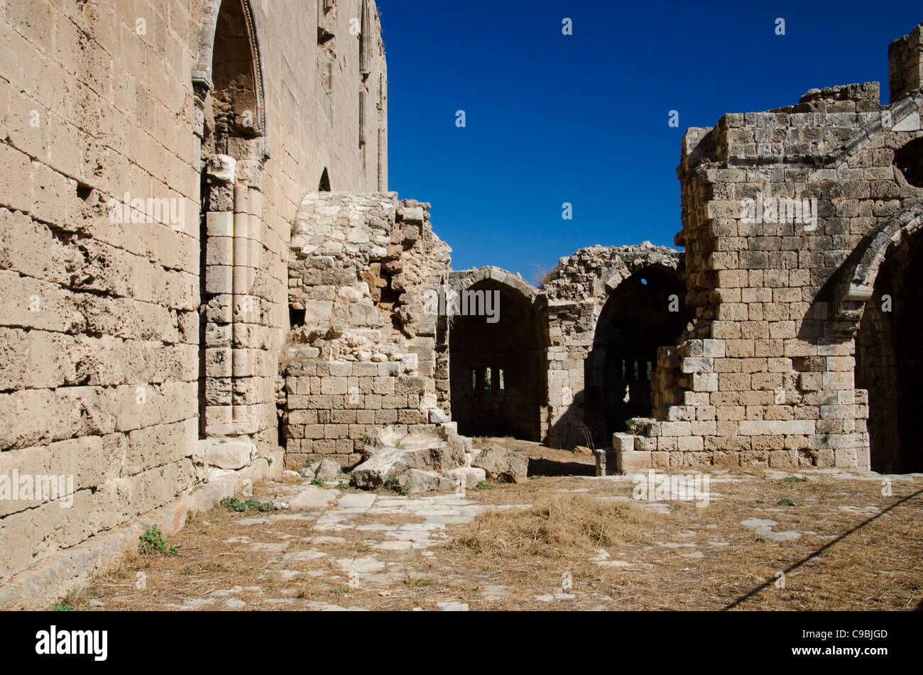 Le rovine di San Simeone chiesa, Famagosta, Cipro del Nord Foto Stock