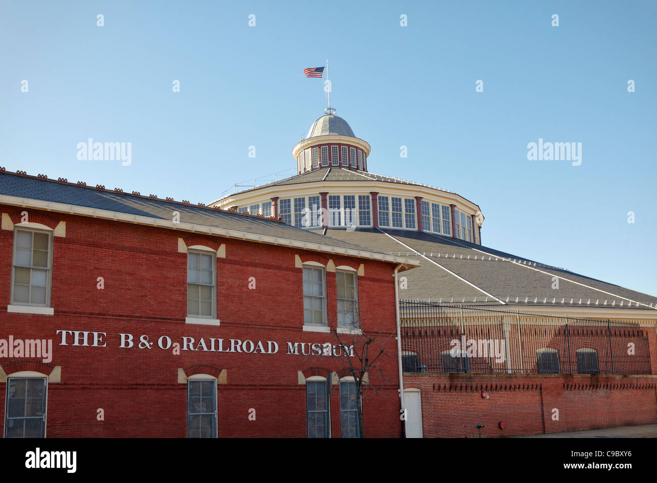 La parte esterna del B&O Railroad Museum, Baltimore, Maryland. Foto Stock