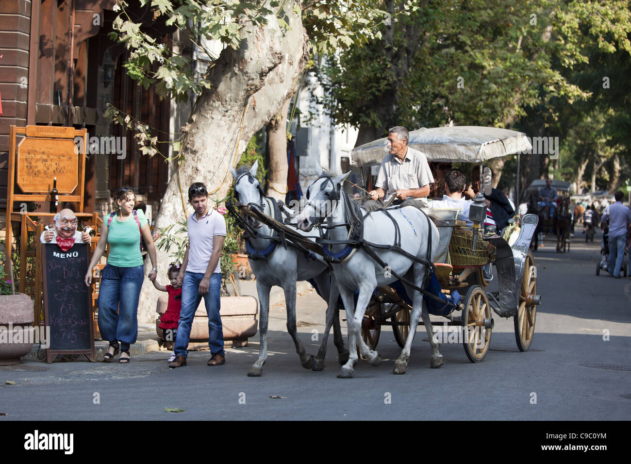 Carrozza a cavallo presso il Princess Islands, Istanbul, Turchia , in Europa, Foto Stock