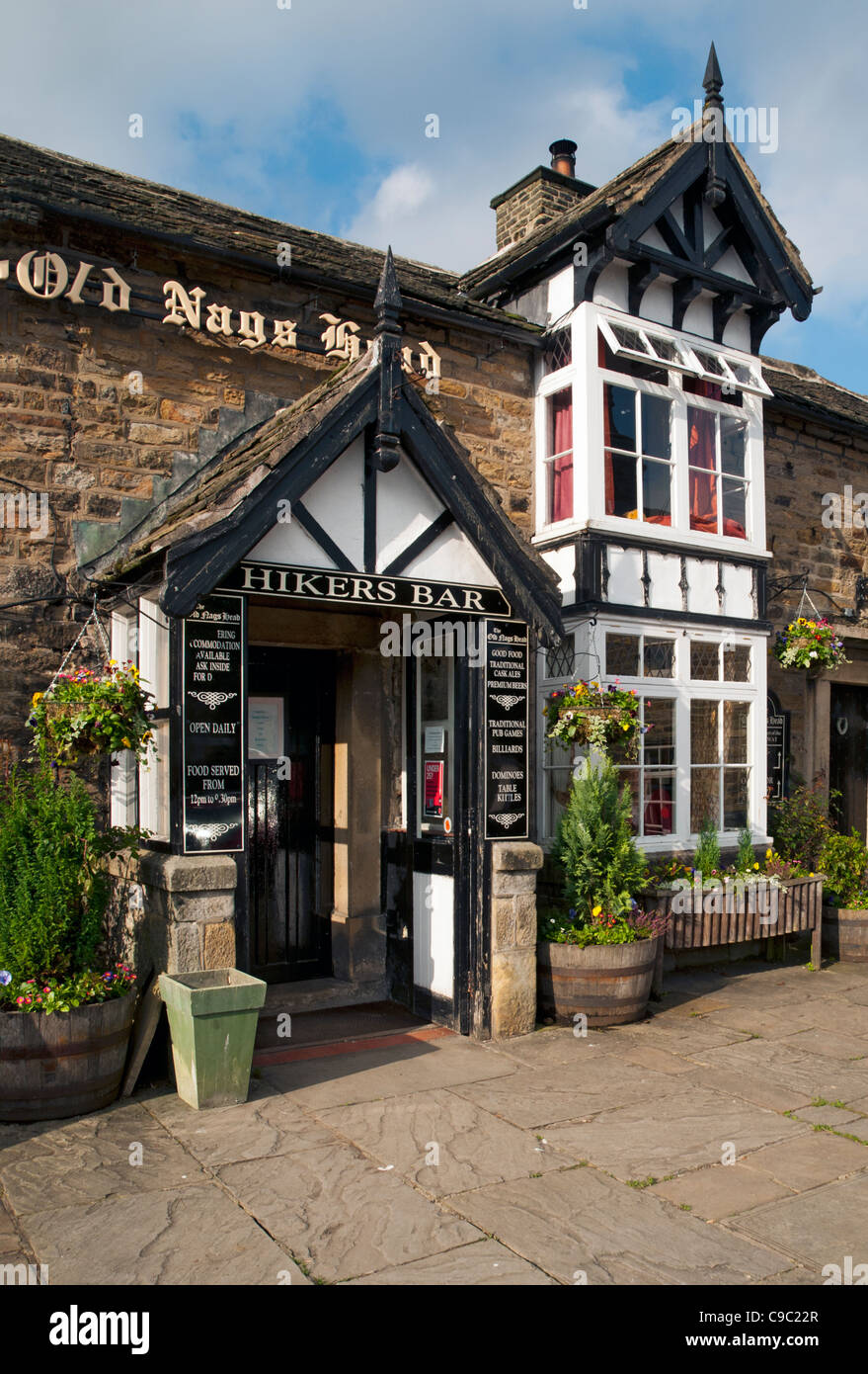 Il vecchio Nag Head Inn a Grindsbrook Booth, Edale, Edale, Peak District, Derbyshire, England, Regno Unito Foto Stock