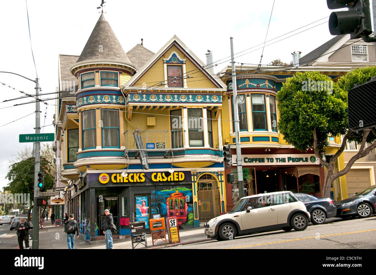 Assegni bancari incassati San Francisco Haight ashbury street California USA Stati Uniti Foto Stock