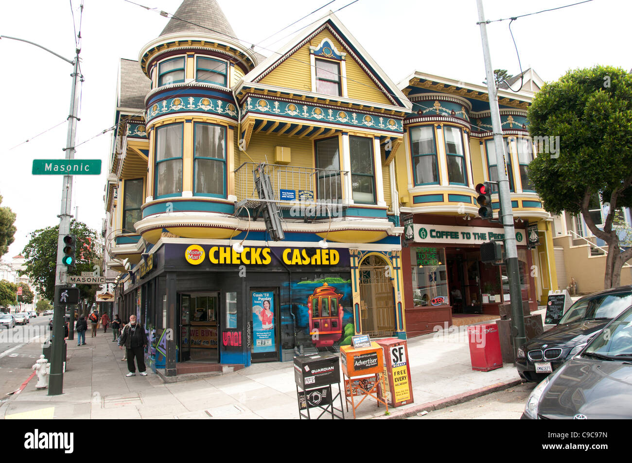 Assegni bancari incassati San Francisco Haight ashbury street California USA Stati Uniti Foto Stock