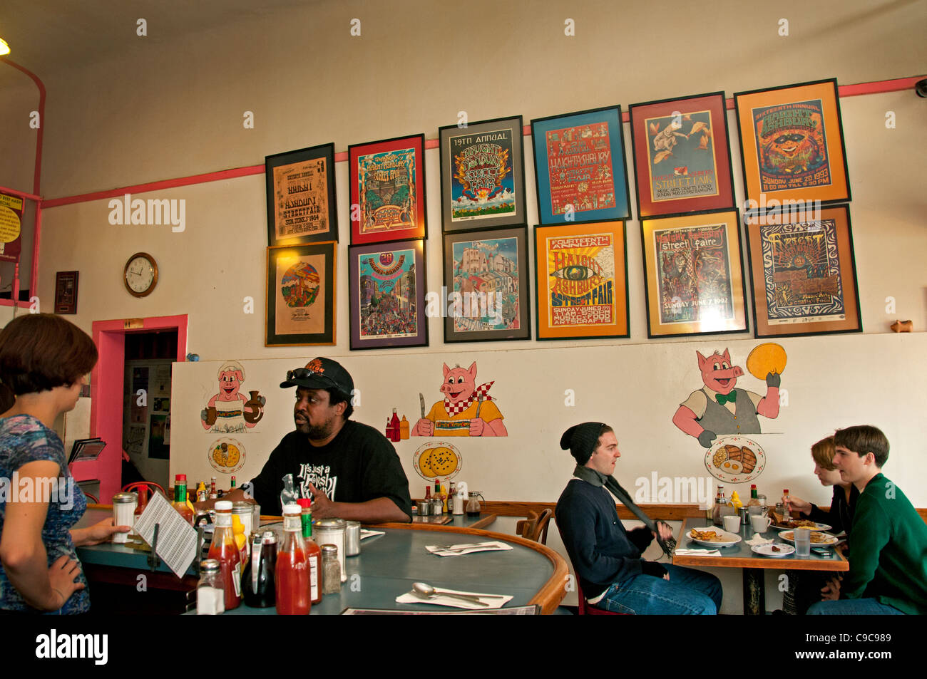 Negozio di maiale Cafe San Francisco Haight ashbury street California USA Stati Uniti Foto Stock