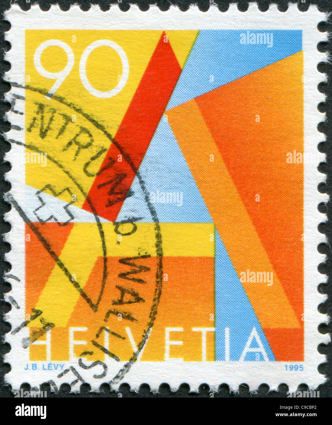 La Svizzera 1995: un timbro stampato in Svizzera, mostra una stilizzata lettera "A", montante A Foto Stock