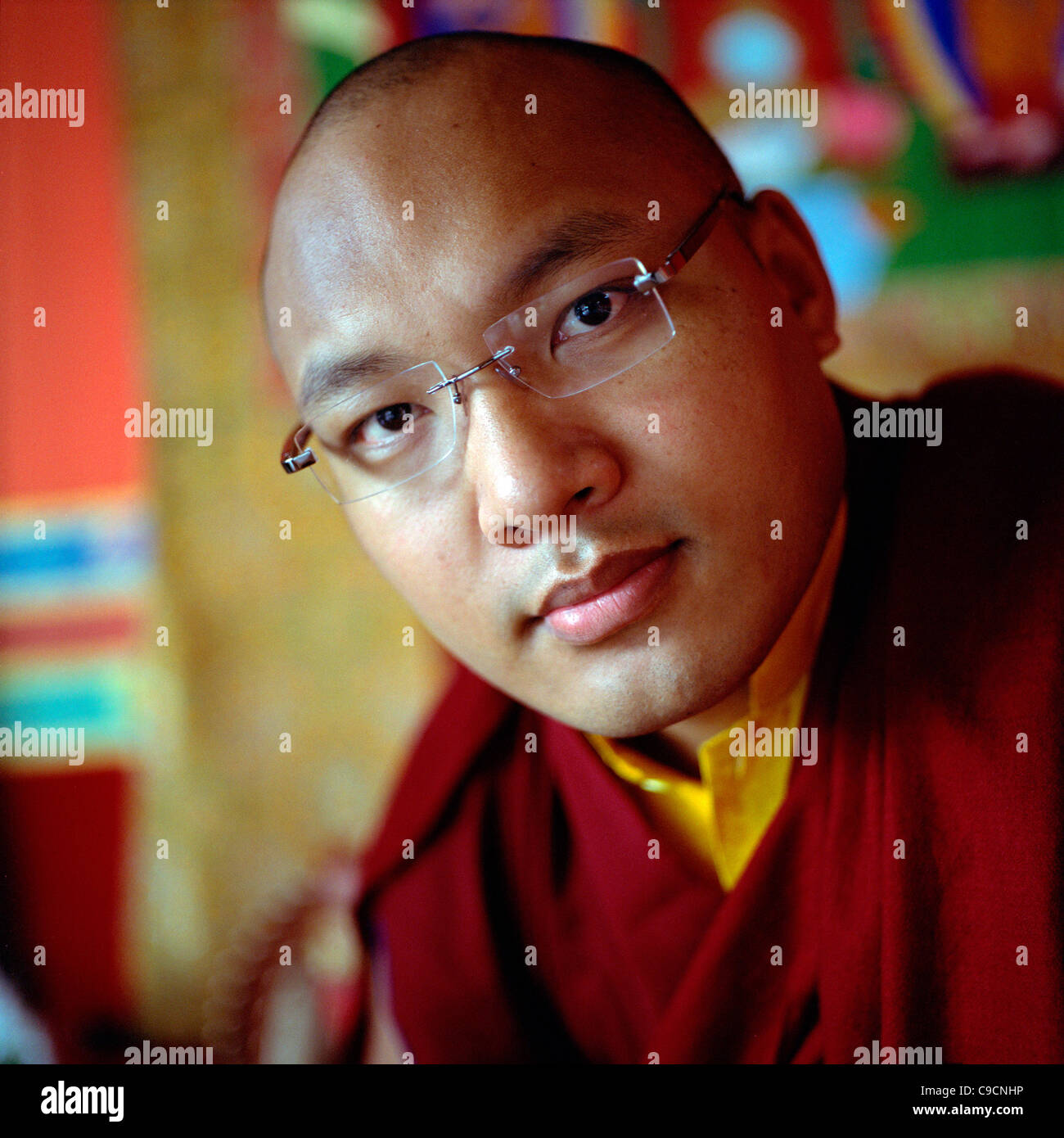 Ogyen Trinley Dorje, Sua Santità, la diciassettesima reincarnazione del Karmapa Lama. Vajra Vidya Institute, Sarnath India Foto Stock