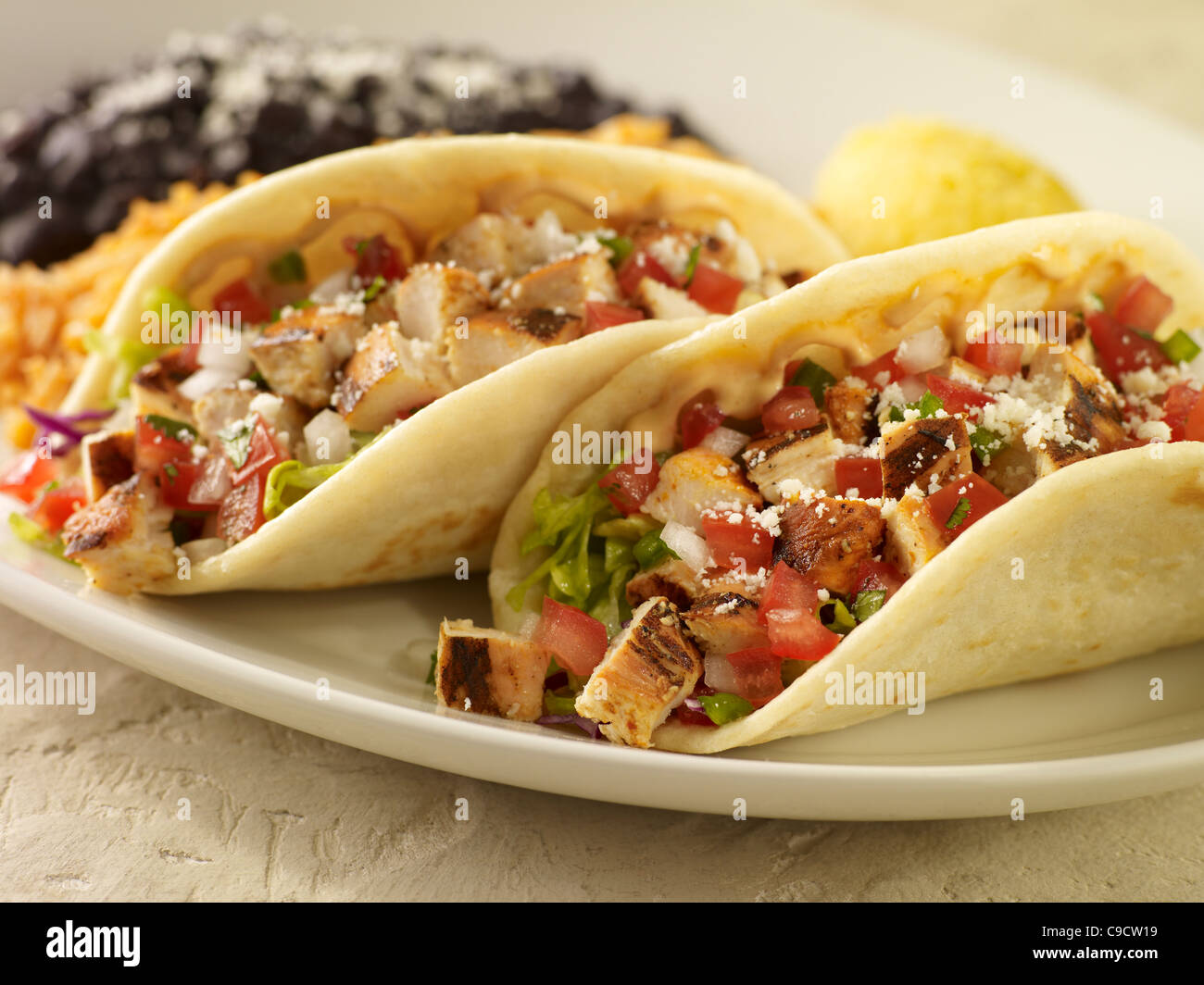 Pollo alla griglia tacos Foto Stock