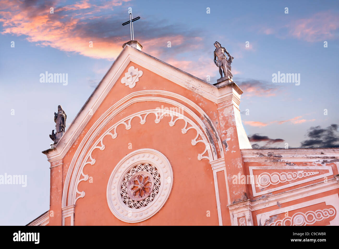 Facciata della cattedrale di Portoferraio, Isola d'Elba, Italia Foto Stock