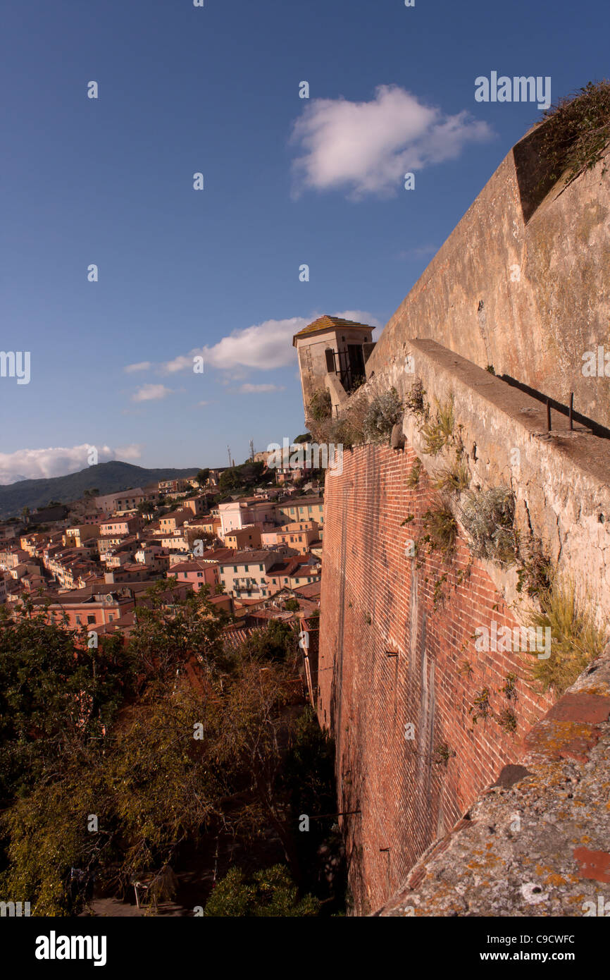 Parete della Stella fort di Portoferraio, Isola d'Elba, Italia Foto Stock