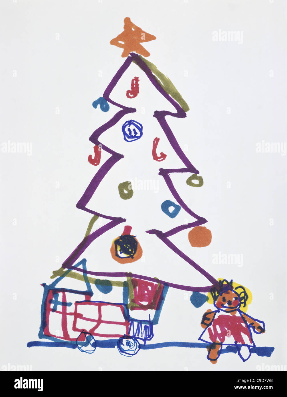 Albero di Natale Arte per bambini Foto Stock