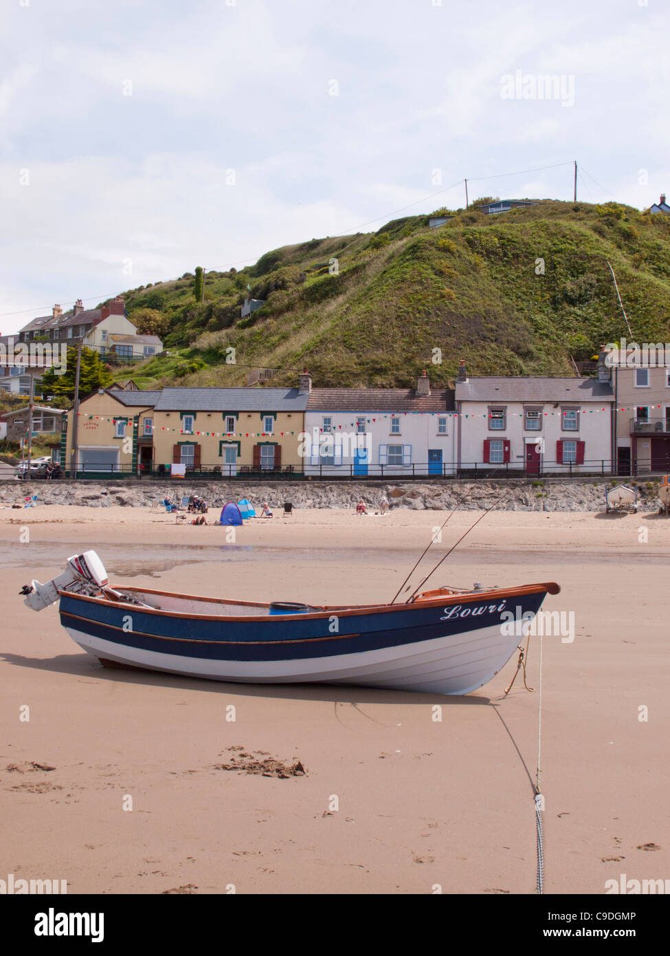 Llangrannog Llandysul Dyfed Spiaggia e mare Foto Stock