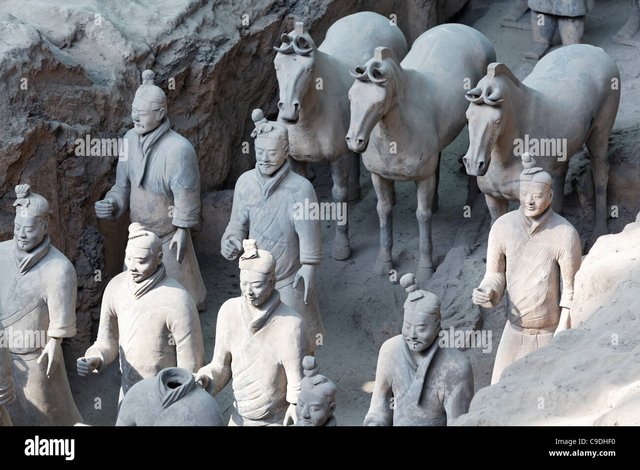 Cina, Xi'an, soldati di terracotta e i Cavalli di Qin Shi Huang la tomba di Foto Stock